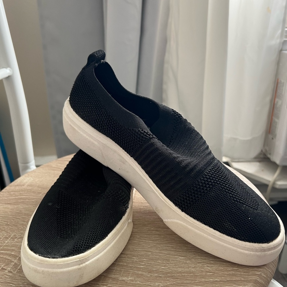 Black Knit Slip-On Sneakers